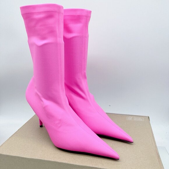 Balenciaga Knife Barbie Pink Pointed Toe Sock Boots Booties EU 37.5 US 7.5 $1290 - Picture 3 of 12